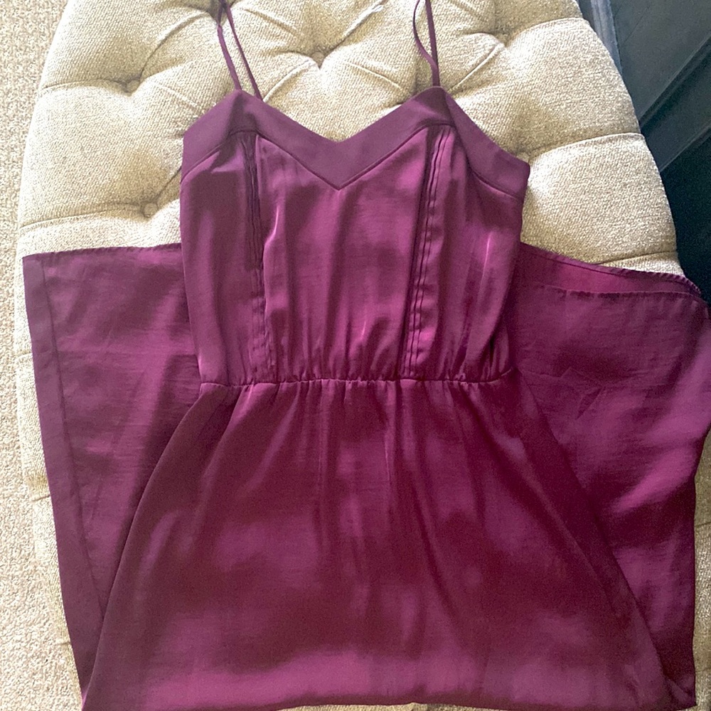 H&M Conscious Collection Spaghetti Strap Plum Satin Slip Dress